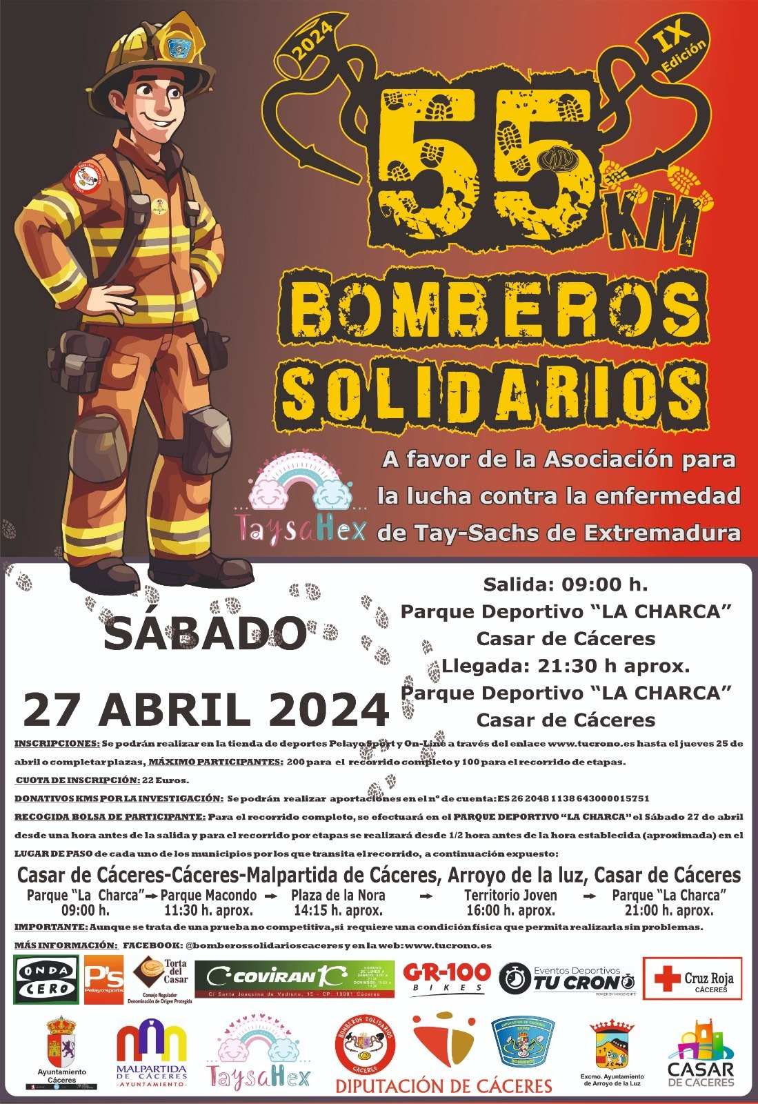 IX 55KM BOMBEROS SOLIDARIOS CÁCERES A FAVOR DE LA ASOCIACIÓN TAY-SACHS EXTREMADURA 2024 - Inscríbete